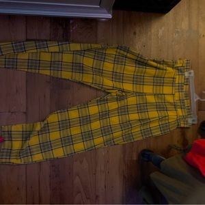 Yellow and black plaid dress pants size large